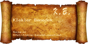 Klekler Benedek névjegykártya