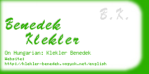 benedek klekler business card